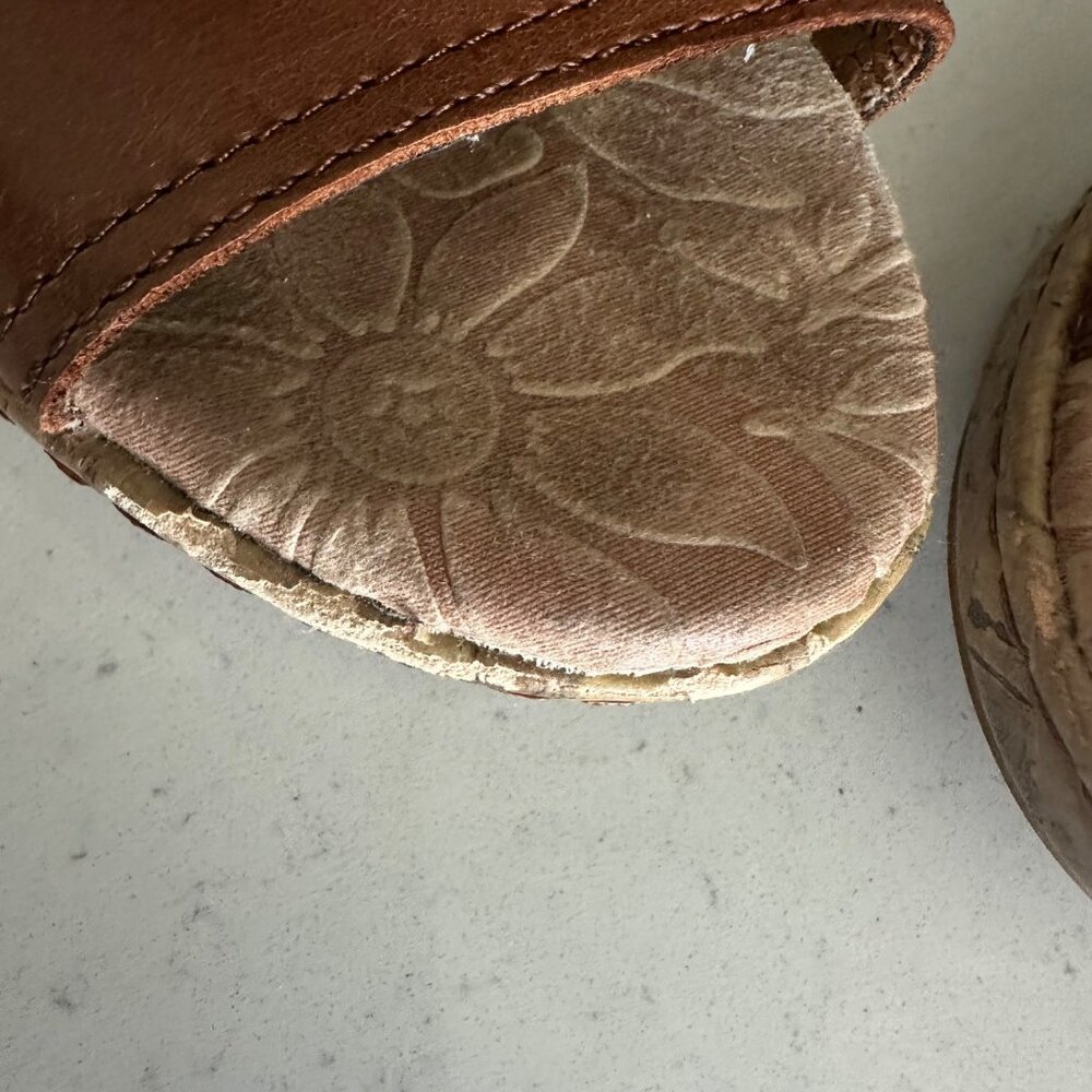 B.o.c Brown Leather Cork Wedge Sandals Size 8 - Picture 4 of 10